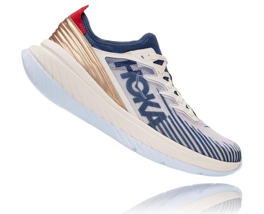 Hoka One One Mens Running Shoes - Carbon X-SPE - White/Blue - CTAP80167
